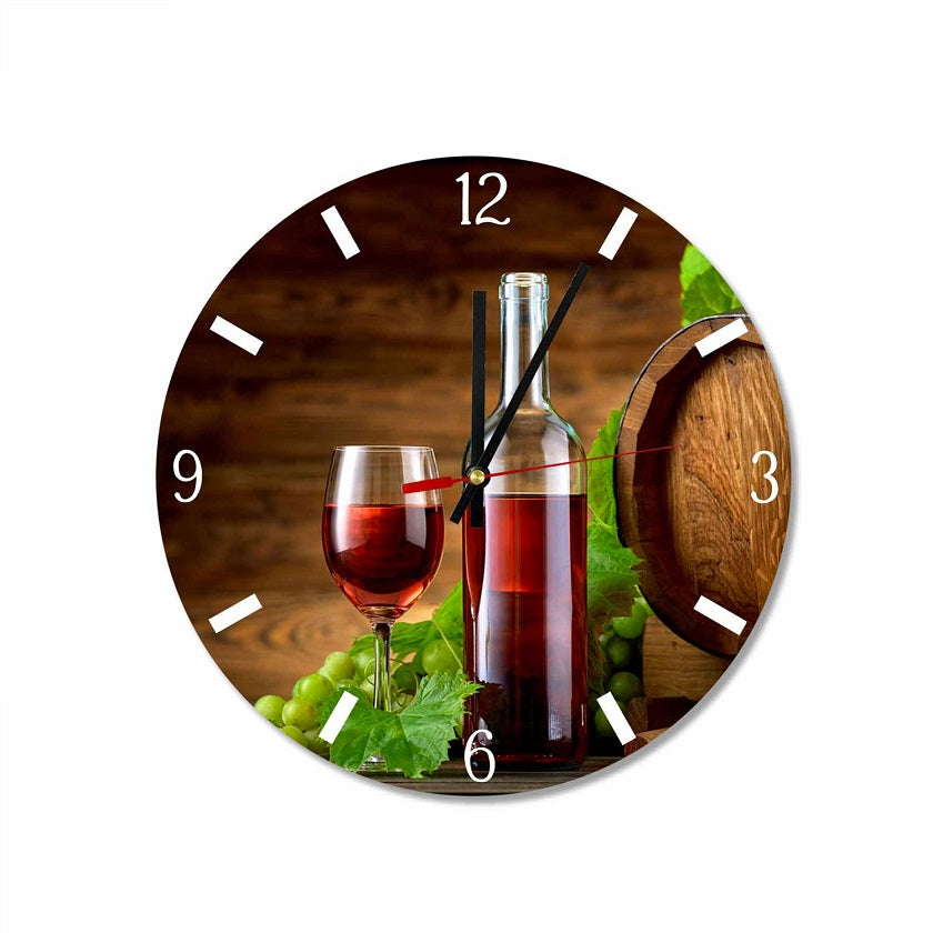 Red Wine Round Wall Clock