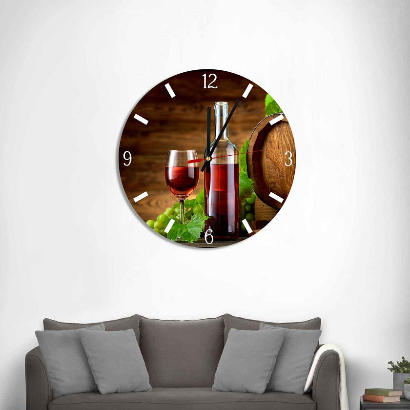 Red Wine Round Wall Clock