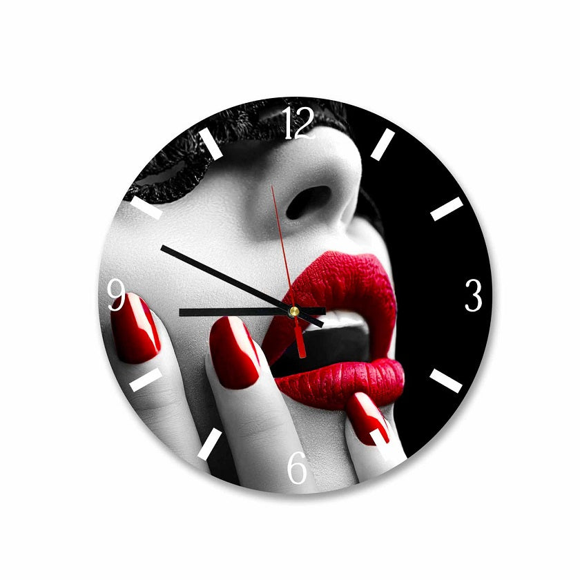 Red Lips Two Round Wall Clock