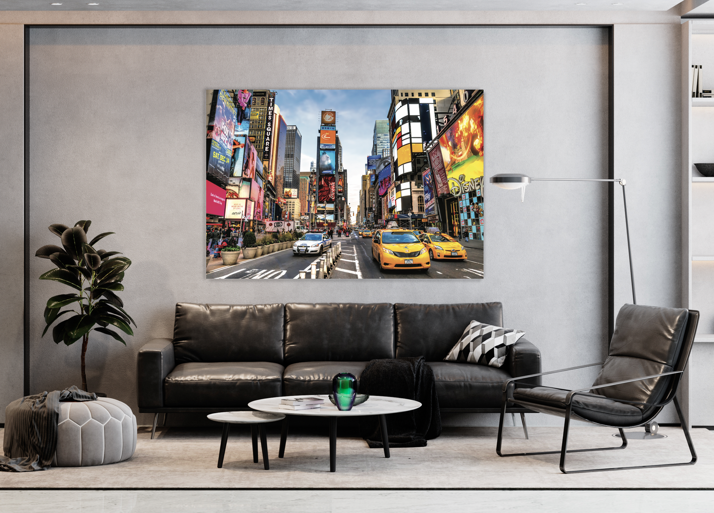NC-54 Busy Tourist Intersection Of Neon Art And Commerce And Is An Iconic Street Of New York City Wall Art Acrylic Prints Fashionable Pictures - 47"x32", Tempered Glass