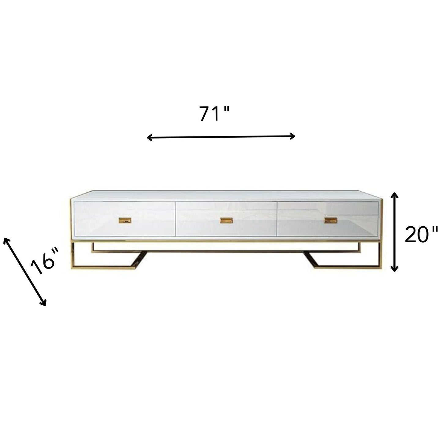 MARE TV Stand Glossy White with Gold