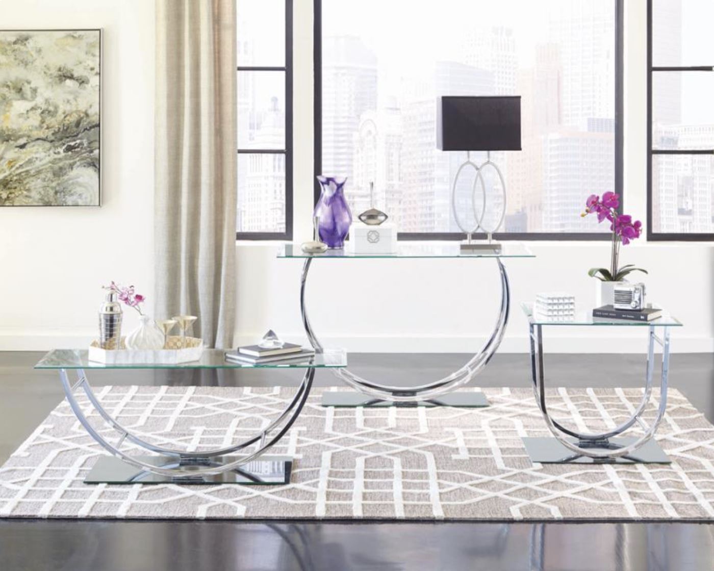 DANNY 24" Glass Top Side Table