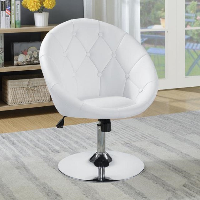 Round Tufted Swivel Chair White