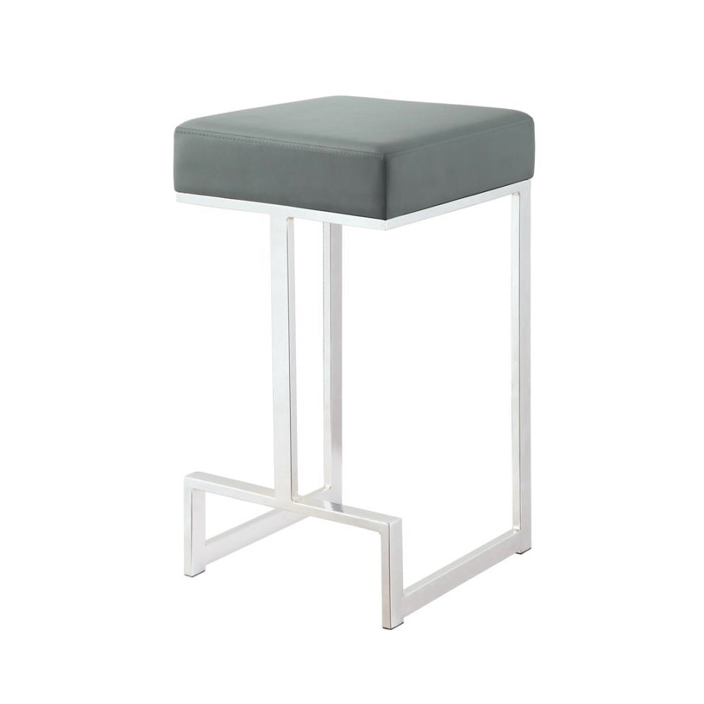 GERVASE Square Counter Height Stool Grey and Chrome