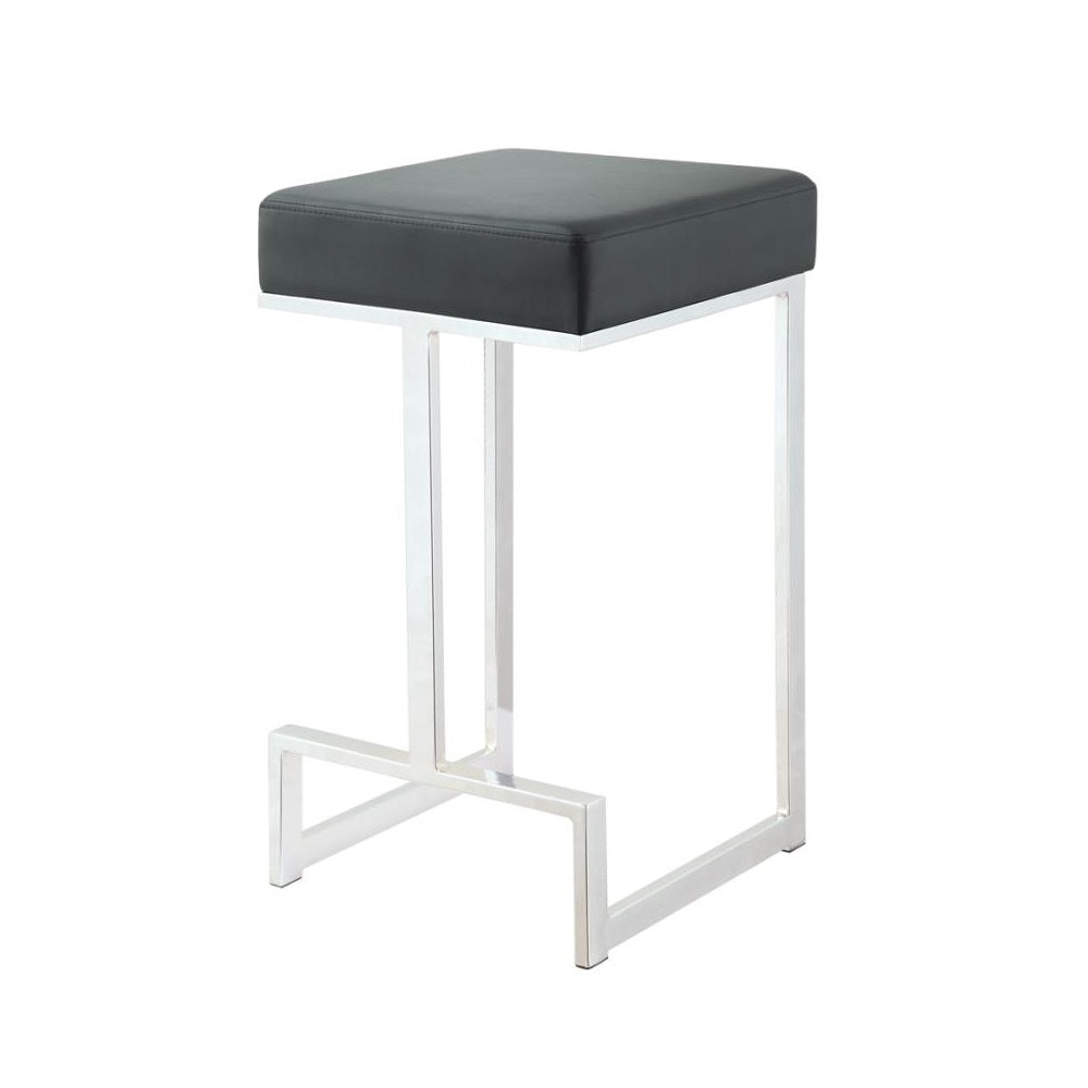 GERVASE Square Counter Height Stool Black and Chrome