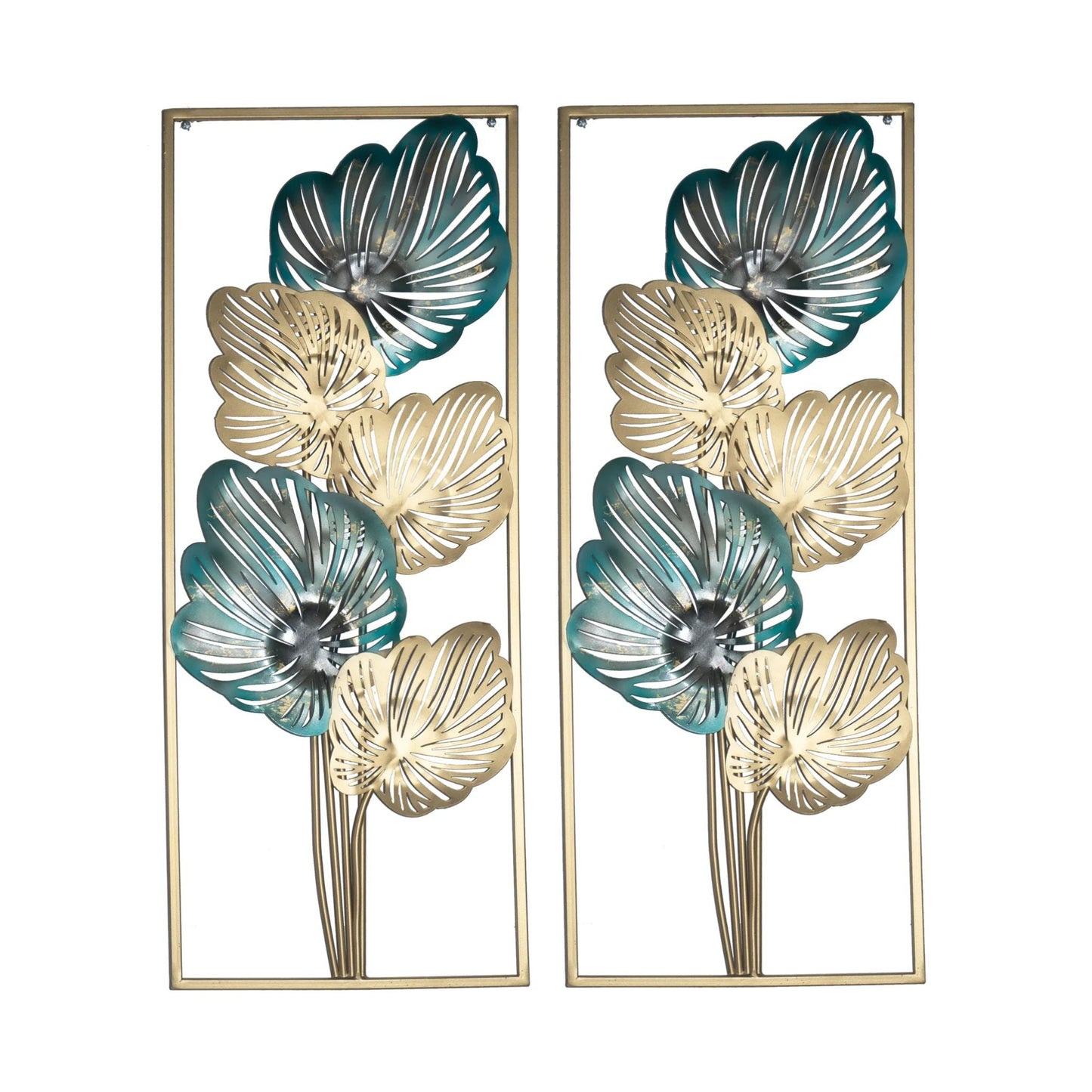 2pc Leaf Metal Wall Art Decoration Set