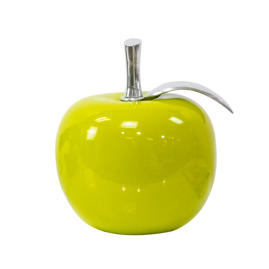 Lemon Green Apple with Polished Aluminum Leaf Decor