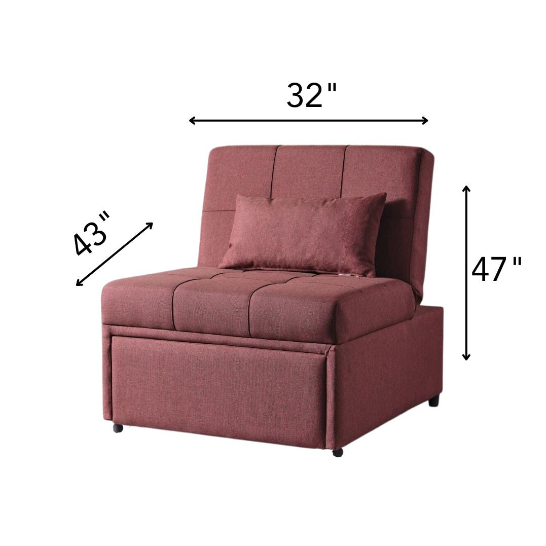 Mello Burgundy Pull Out Sleeper Chair