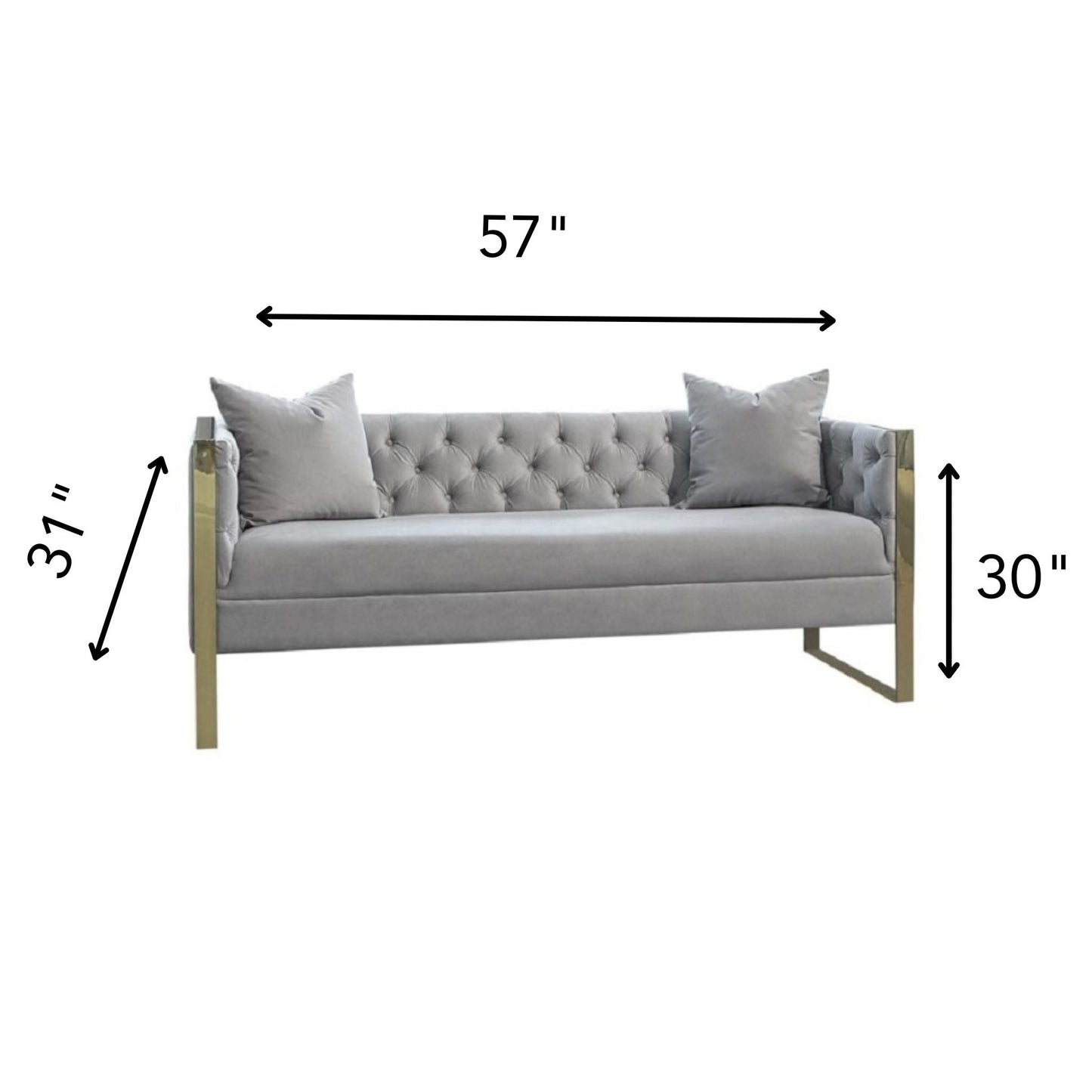 BROOK Collection Grey Velvet Loveseat