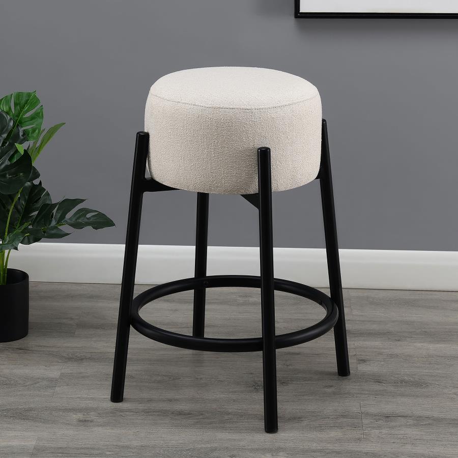 LEO White Round Counter Stool Set of 2