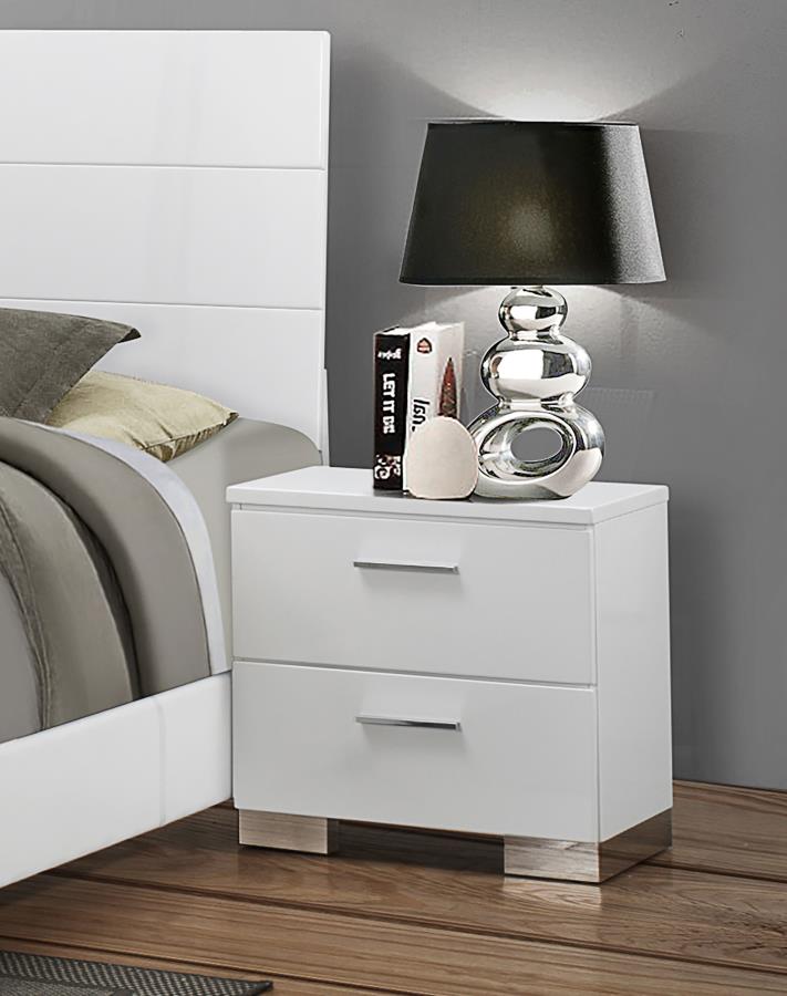 FELICITY Glossy White Night Stand