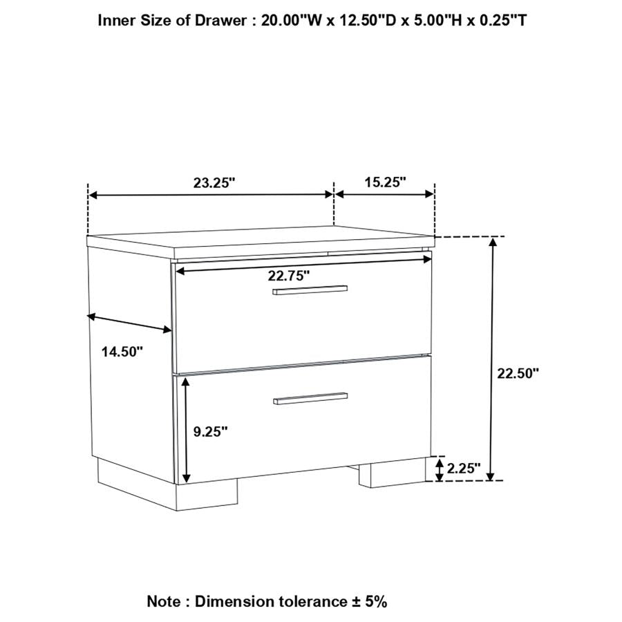 FELICITY Glossy White Night Stand