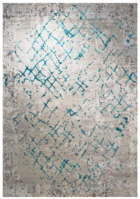 Modern Abstract Turquoise Area Rug