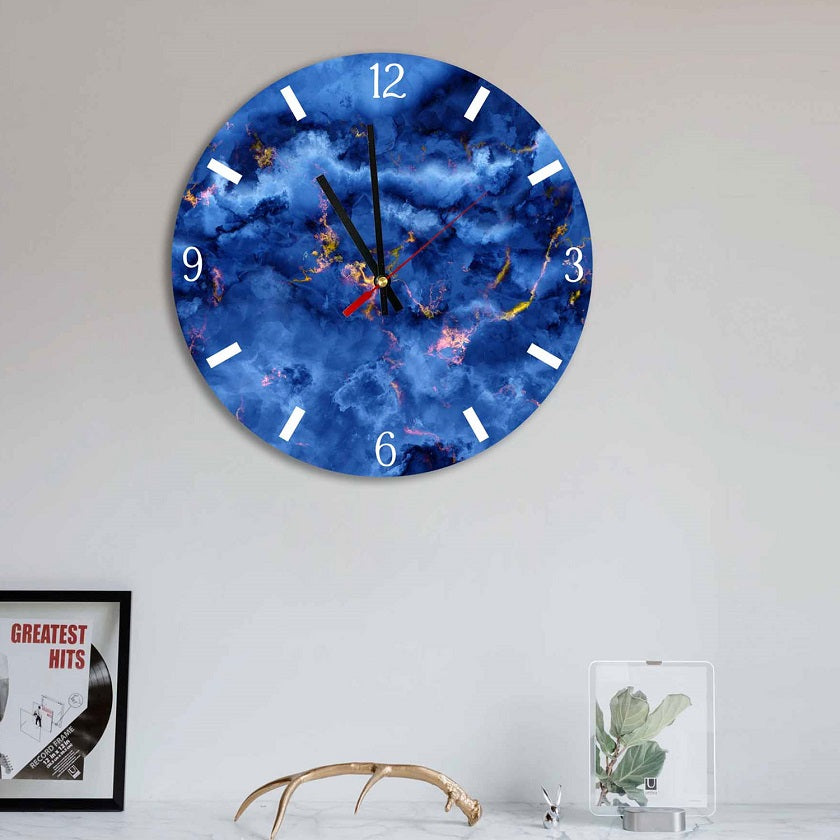 Blue Abstract Clouds Round Wall Clock #26