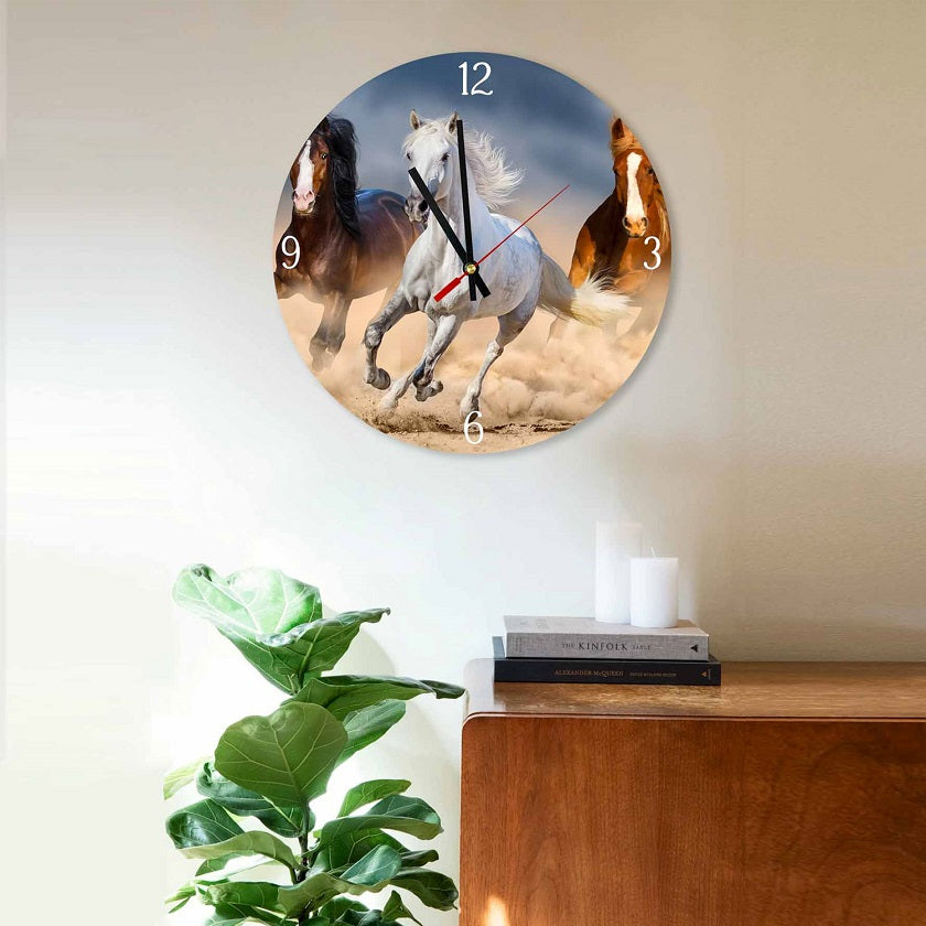 Galloping Horses Round  Wall Clock