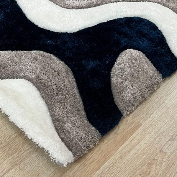 Shaggy White Blue Gray Rug