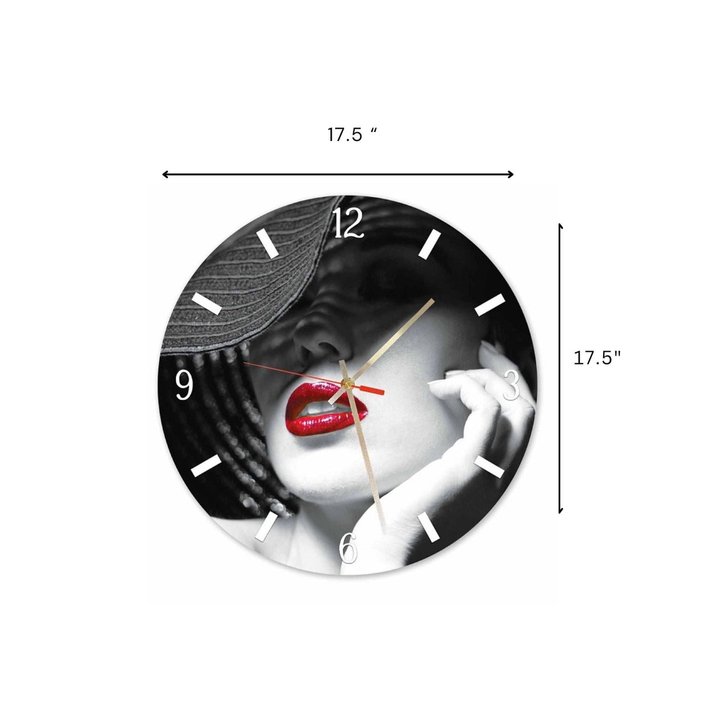 Red Lips Round Wall Clock