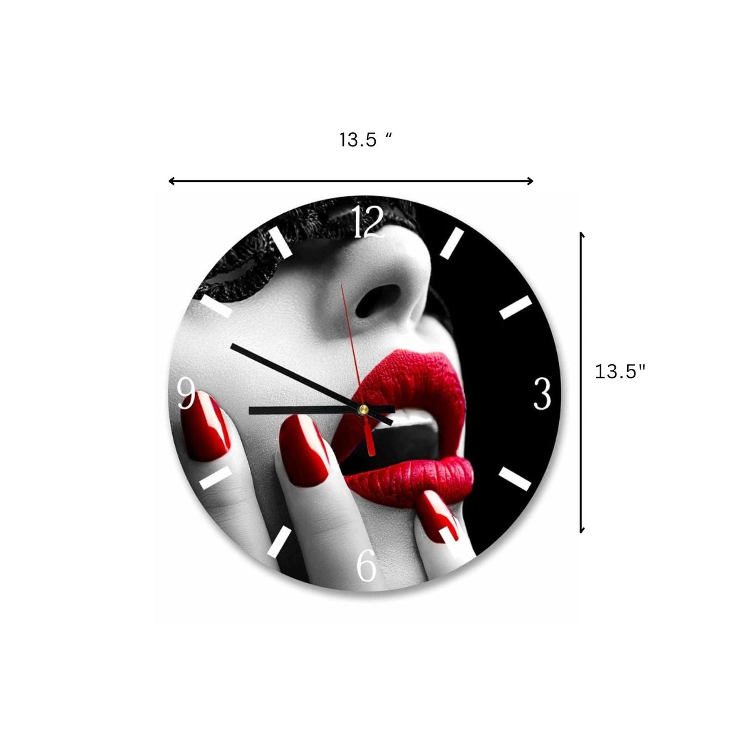 Red Lips Two Round  Wall Clock