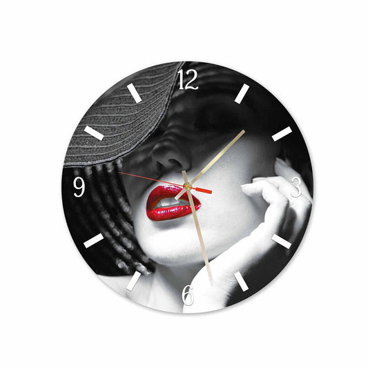 Red Lips Round Wall Clock