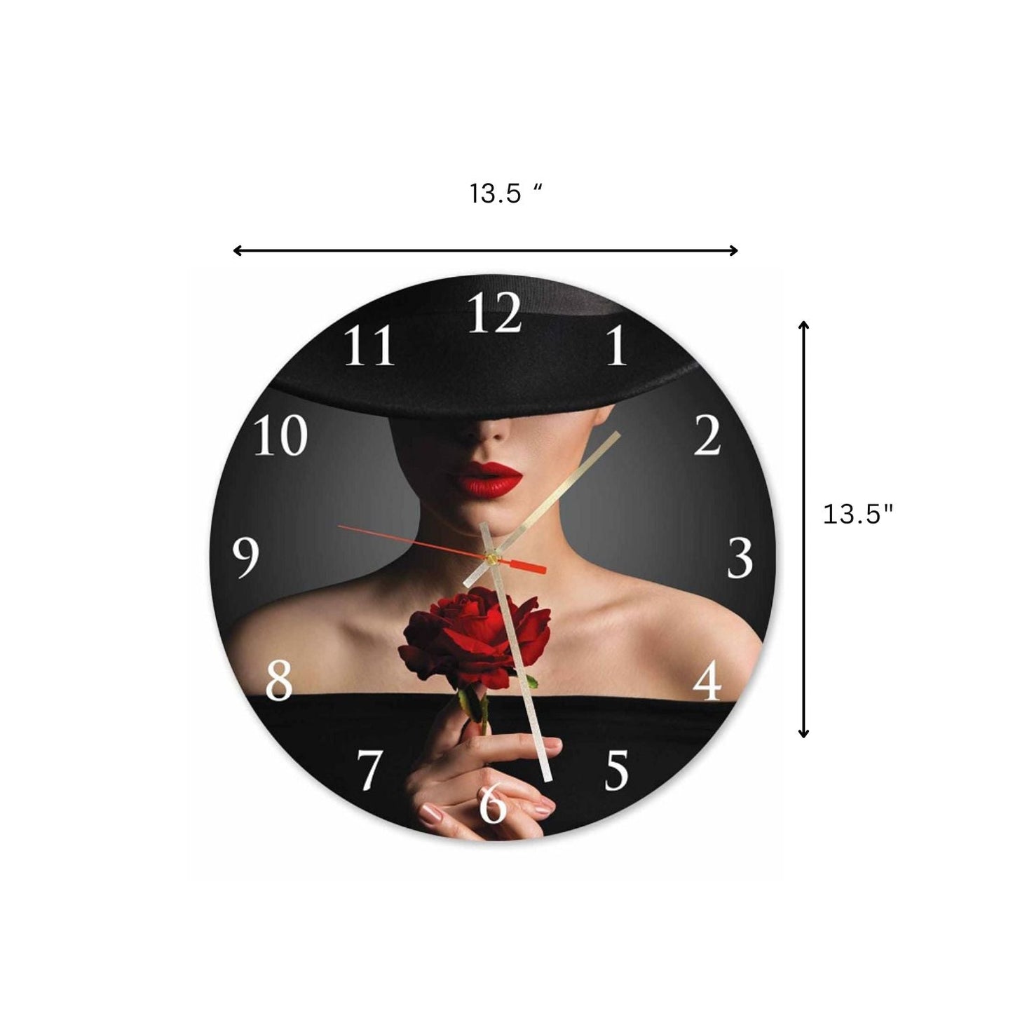 Red Rose Round Wall Clock