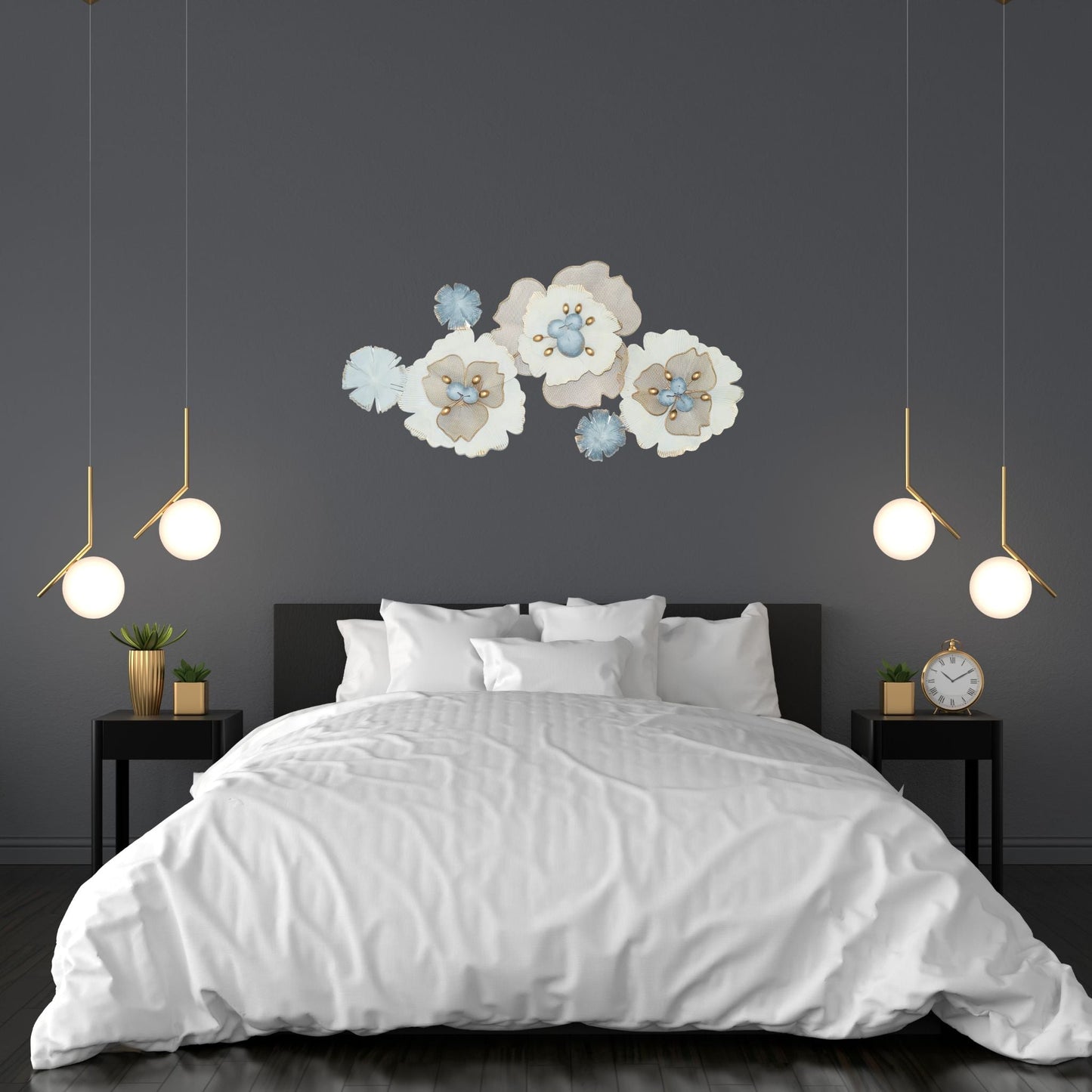 Pastel Blue Metal Wall Art Decoration