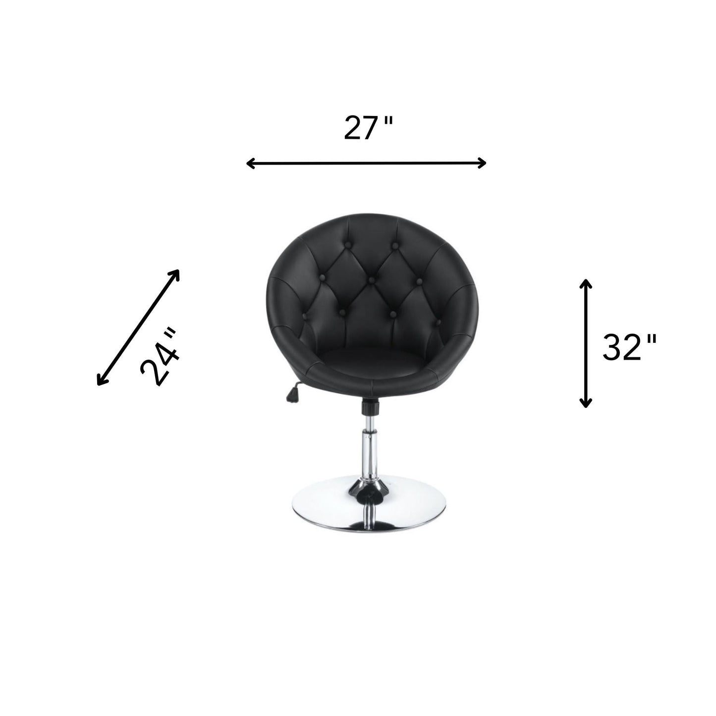 Round Tufted Swivel Chair Black