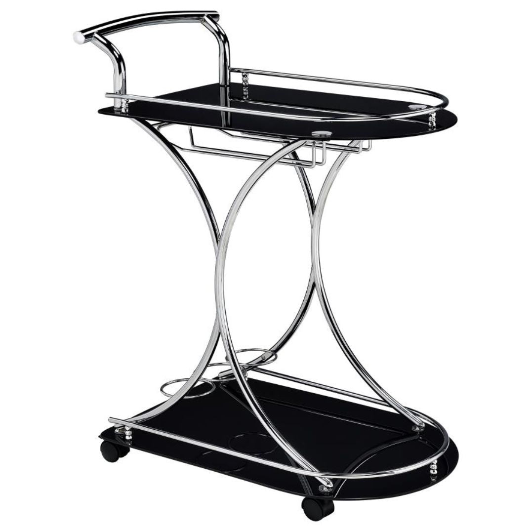 Black Glass Bar Cart