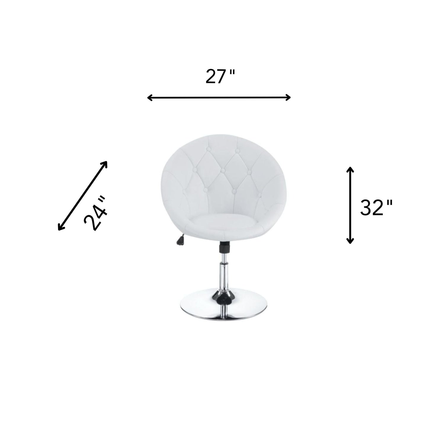 Round Tufted Swivel Chair White