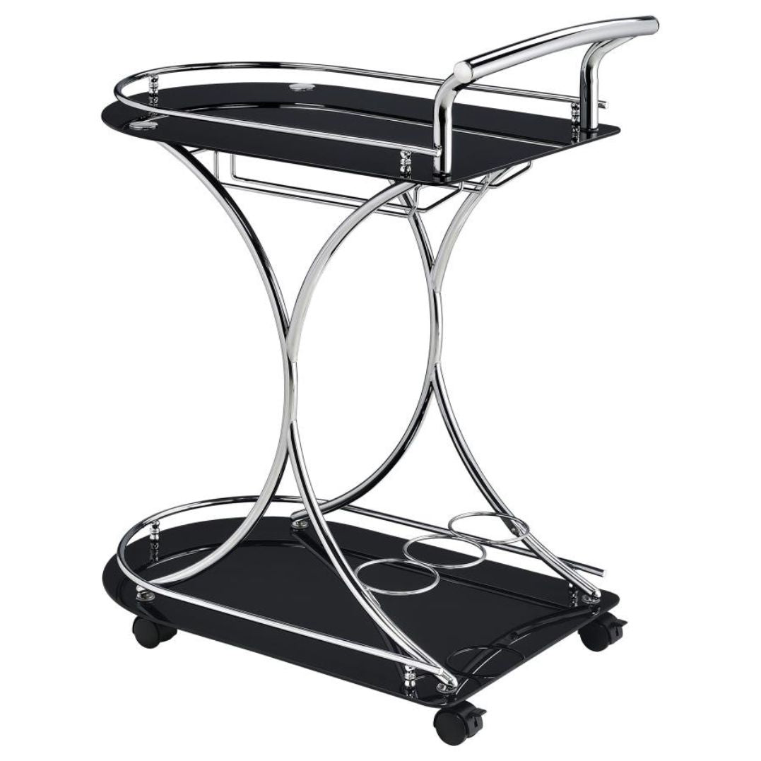 Black Glass Bar Cart