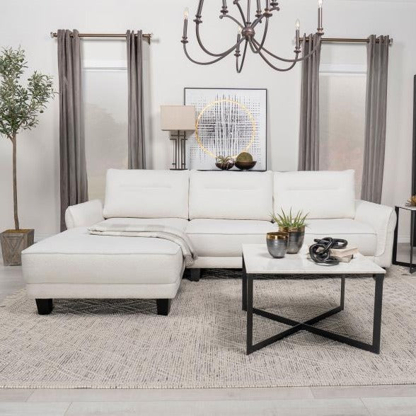 CASPAR White Upholstered Sectional