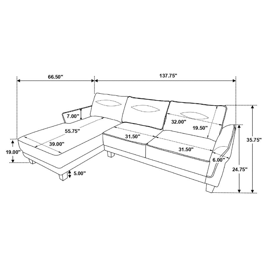 CASPAR White Upholstered Sectional