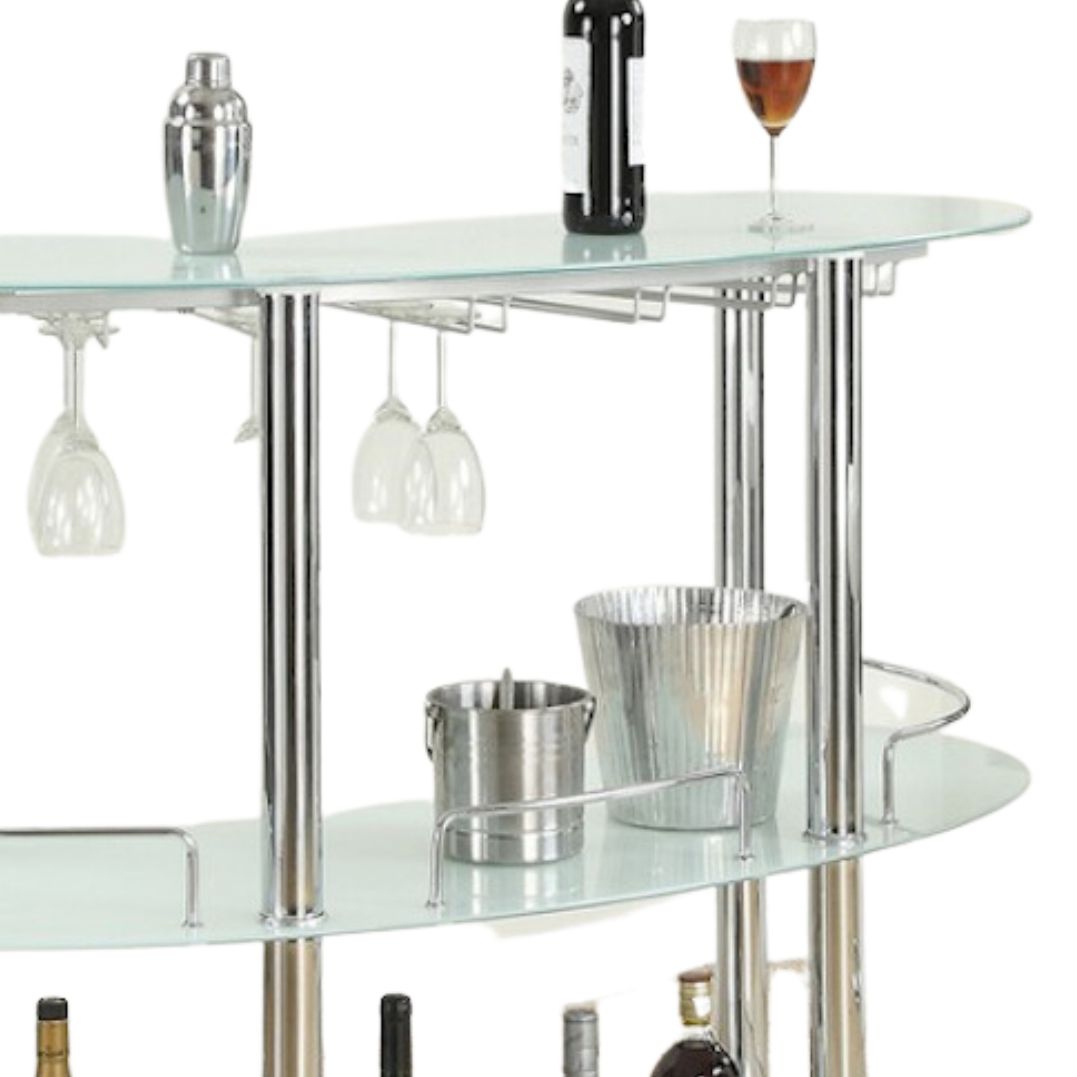 Frosted Glass Bar with Glass Rack