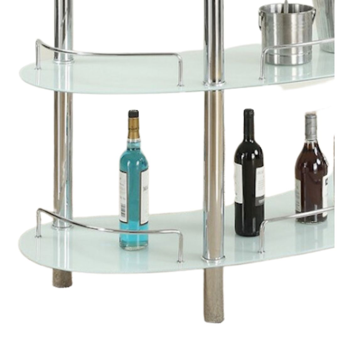 Frosted Glass Bar with Glass Rack