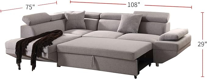 JEMIMA Light Gray Sleeper Sectional