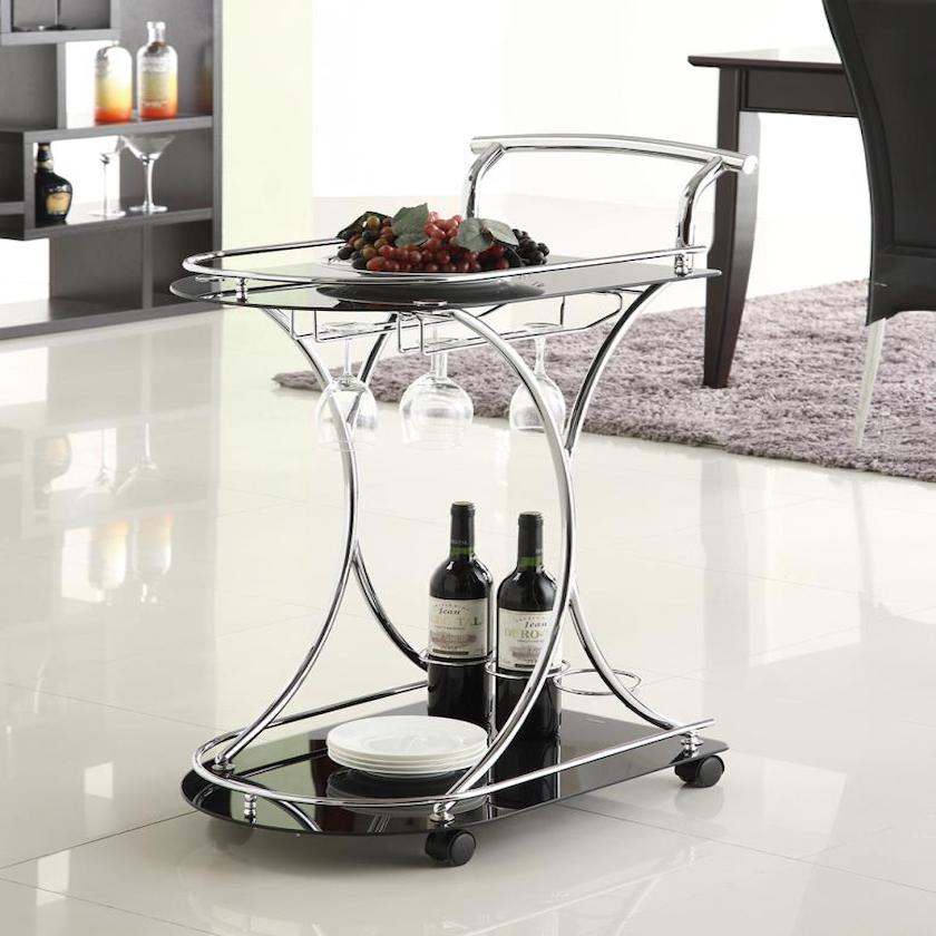 Black Glass Bar Cart