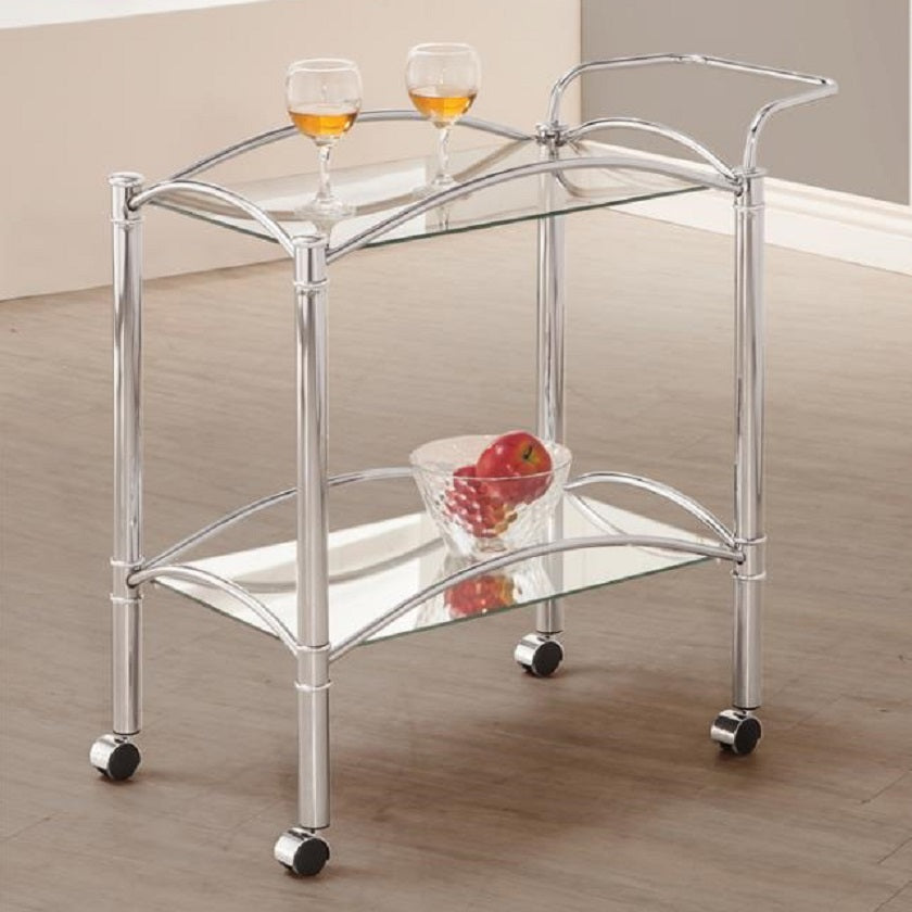 Bar Cart with Mirror Shelf