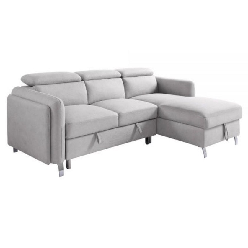 REYES Beige Nubuck Sectional and Sofa Bed