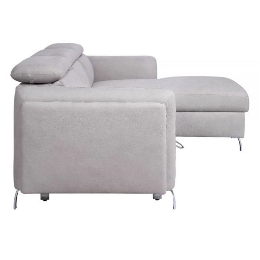 REYES Beige Nubuck Sectional and Sofa Bed