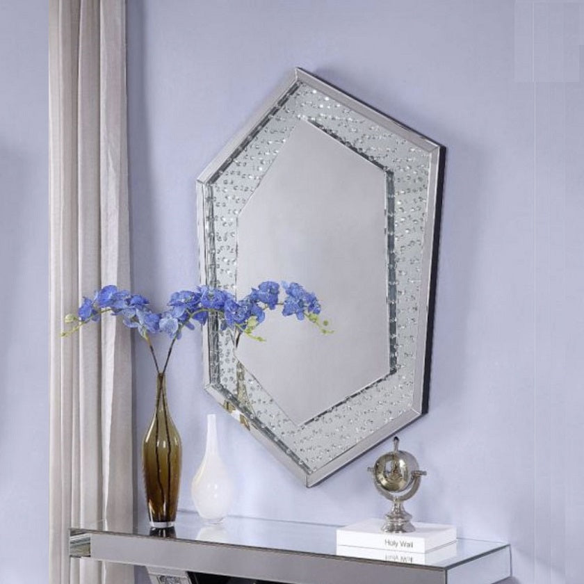 Hexagon Mirror with Crystals