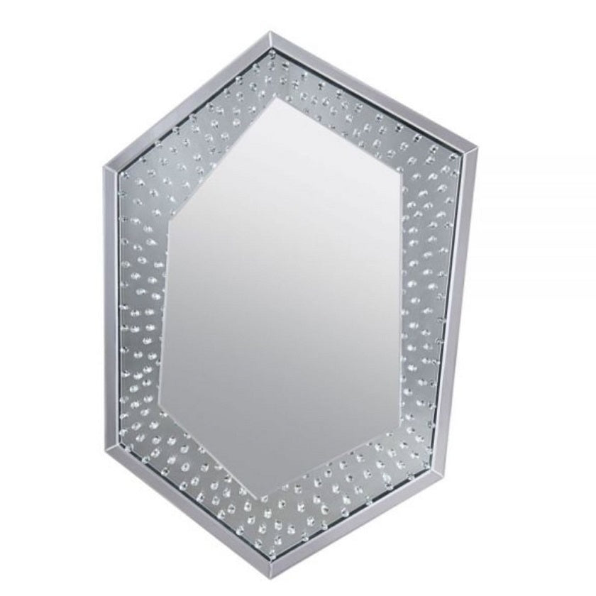 Hexagon Mirror with Crystals