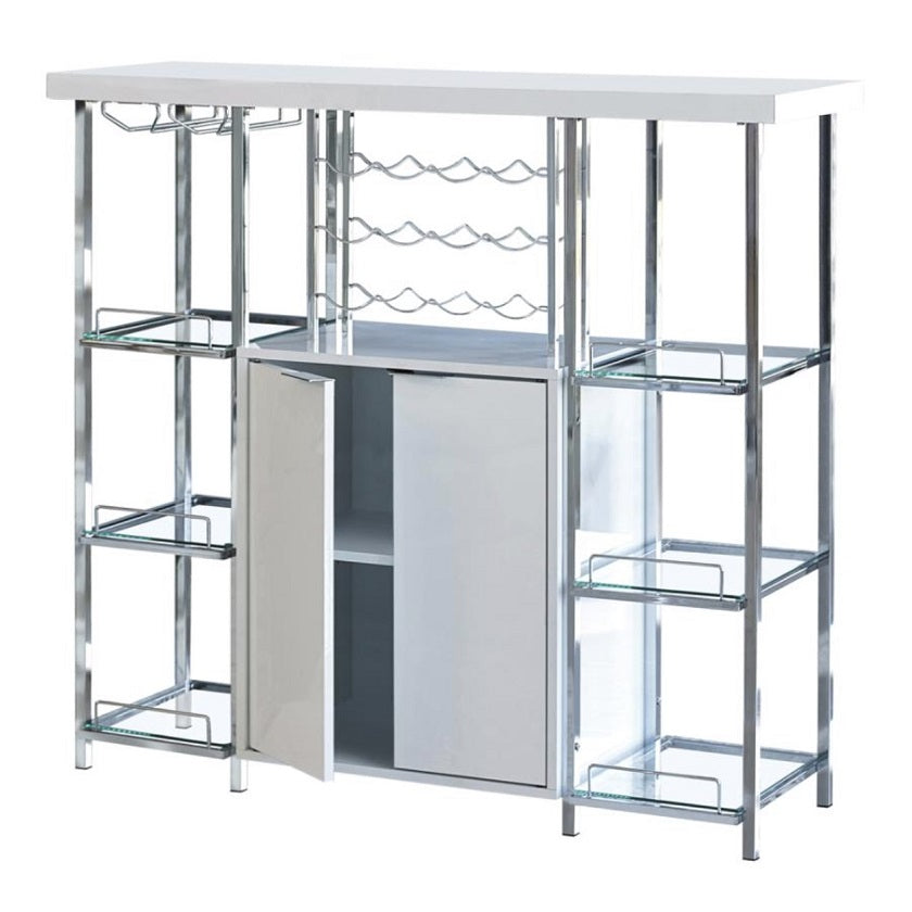 Glossy White Bar Cabinet