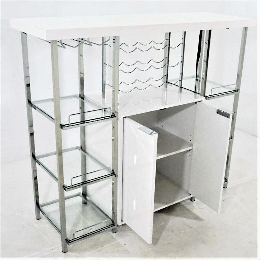 Glossy White Bar Cabinet