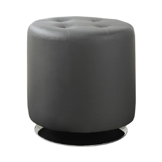 BROWNMAN Round Upholstered Ottoman Grey