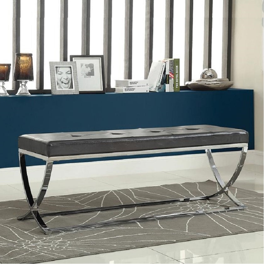 WALTON Rectangle Upholstered Tufted Bench Black