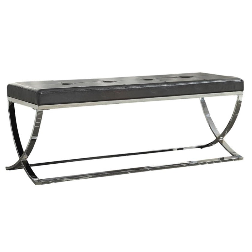 WALTON Rectangle Upholstered Tufted Bench Black