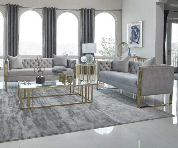 BROOK Collection Grey Velvet Loveseat