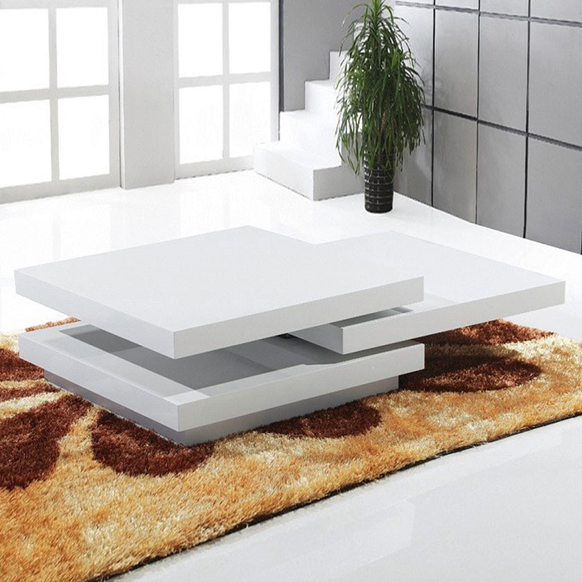 Glossy White Swivel Coffee Table