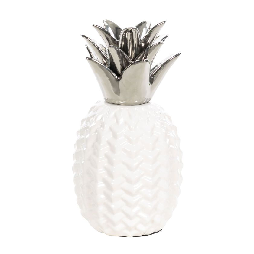 Pineapple Ceramic White and Silver