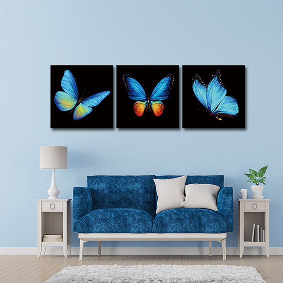 Blue Butterflies Tempered Glass Picture