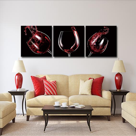 Red Wine Glasses Picture Tempered Glass Print